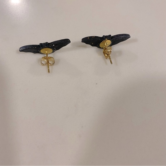 Black Bat Stud Earrings, Never Worn - Picture 3 of 4